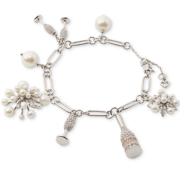 $128 Kate Spade Cheers to That Silver Charm Bracelet - Picture 1 of 10
